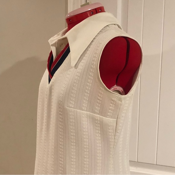Vintage 60s Knit Preppy Dress With Collared Shirt Dickey - Picture 3 of 9